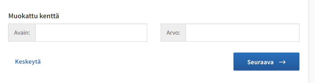 Täydennä tietoja tarvittaessa tyhjiin muokattaviin kenttiin.